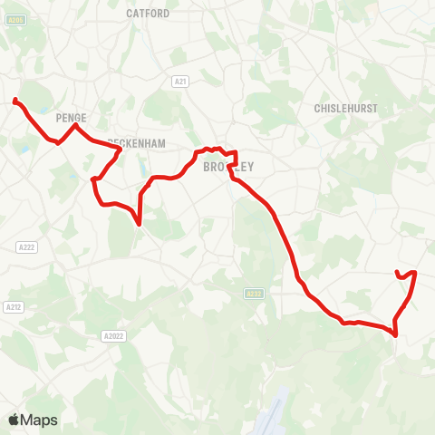 TfL Orpington - Bromley - Beckenham - Penge - Crystal Palace map