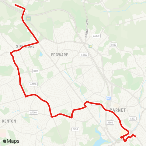 TfL Elstree, Centennial Pk - Stanmore - Queensbury - Hendon Central - Brent Cross, Tesco map