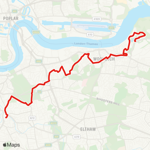 TfL Belmarsh - Woolwich - Charlton Village - Blackheath - Lewisham, Shopping Ctr map