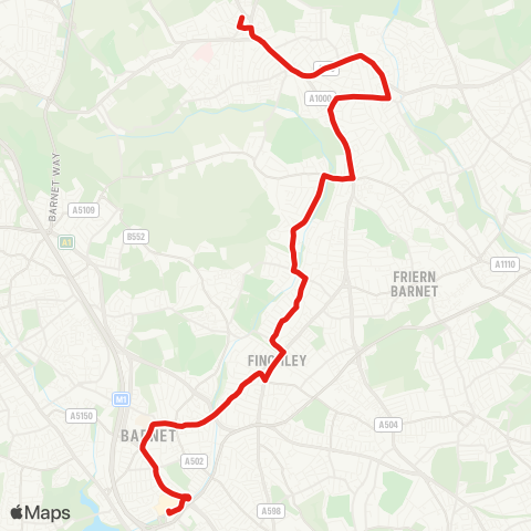 TfL Barnet - E Barnet - Whetstone - Finchley - Brent Cross map
