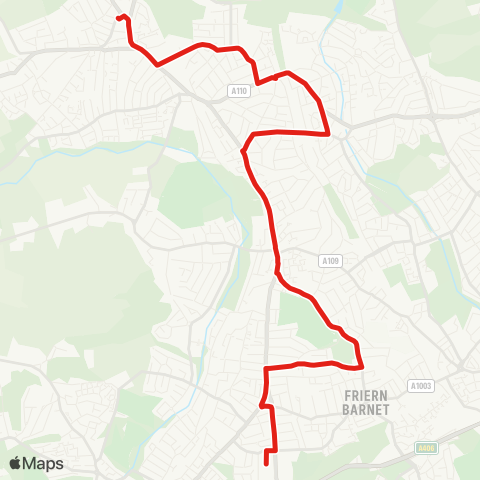 TfL Barnet, The Spires - New Barnet - Oakleigh Pk - Woodside Pk - Finchley Mem Hosp map