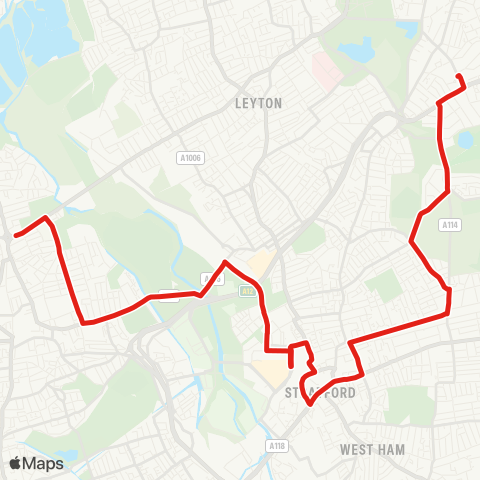 TfL Wanstead - Maryland - Stratford - Homerton - Clapton Pond map