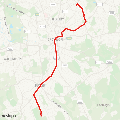 TfL Purley, Old Lodge Ln - Reedham Sta - Croydon Town Ctr - E Croydon Sta - Norwood Jct map