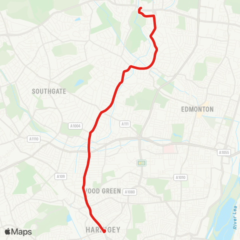 TfL Enfield - Winchmore Hill - Palmers Green - Wood Green - Turnpike Ln Sta map