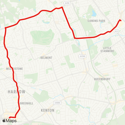TfL Edgware - Canons Pk - Marsh Ln - Stanmore - Harrow Weald - Wealdstone - Harrow map