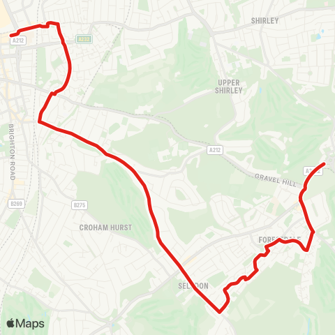 TfL Addington Village - Selsdon - S Croydon - E Croydon - Croydon Town Ctr map