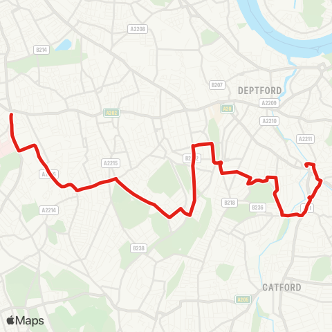 TfL Lewisham Sta - Brockley - Peckham Rye Common - E Dulwich - Camberwell Green map