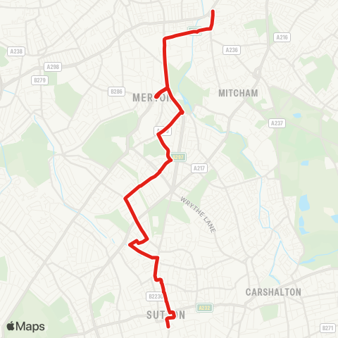 TfL Colliers Wood - Morden - St Helier - Sutton Common - Sutton Sta map