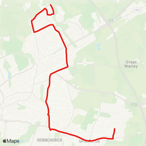 TfL Noak Hill - Harold Wood - Hornchurch - Upminster - Cranham map