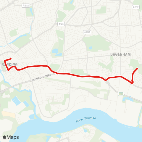 TfL Dagenham Pk Church of England Sch - Barking Sta map