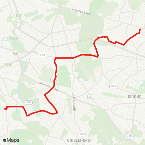 TfL Grove Pk - Eltham - Stationers' Crown Woods Academy - Welling Corner map