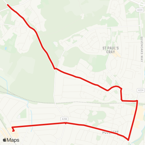 TfL Petts Wood - St Mary Cray - Chislehurst, War Mem map