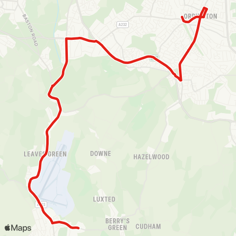 TfL Orpington - Locksbottom - Keston Mark - Leaves Green - Charles Darwin Sch map