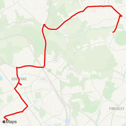 TfL Queensbury Sta - Barnet, Totteridge Academy map