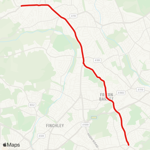 TfL Muswell Hill Bway - Friern Barnet - Whetstone - High Barnet - Barnet, Arkley Hotel map