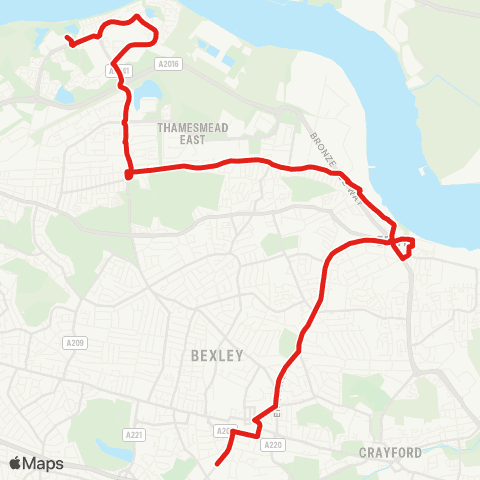 TfL Thamesmead - Abbey Wood - Belvedere - Erith - Townley Grammar Sch map