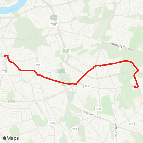 TfL Lewisham - Lee Green - Eltham Green - Eltham - Crown Woods Sch map