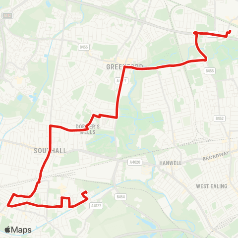 TfL Southall, Toplocks Estate - Southall - Dormers Wells - Greenford - Perivale, Tesco map