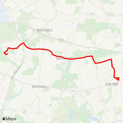 TfL Yeading, Barnhill Estate - Yeading White Hart Roundabout - Ruislip Rd - Greenford Bway - Scotch Common - Pitshanger - Ealing Bway map