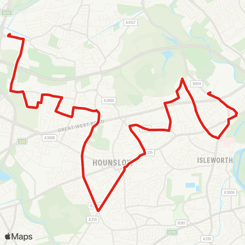 TfL Bulls Bridge - Hounslow - Spring Grove - W Middlesex Hosp - Osterley, Tesco map