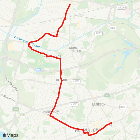 TfL Hounslow Bus Sta - Hounslow W - Heston - Convent Way Estate - Southall, Town Hall map