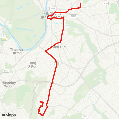 TfL Kingston Hosp - Norbiton - Kingston - Surbiton - Mansfield Pk map