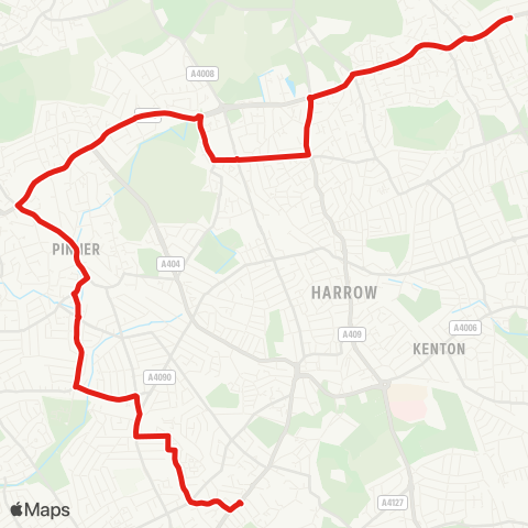 TfL Stanmore Sta - Harrow Weald - Hatch End - Pinner - Rayners Ln - S Harrow map