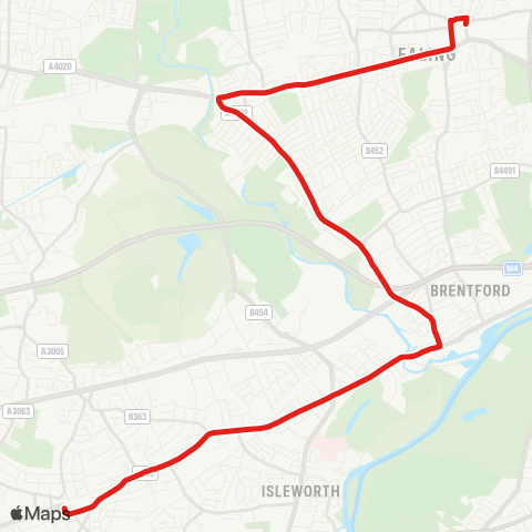 TfL Hounslow - Brentford - Boston Manor - Hanwell - Ealing Bway map