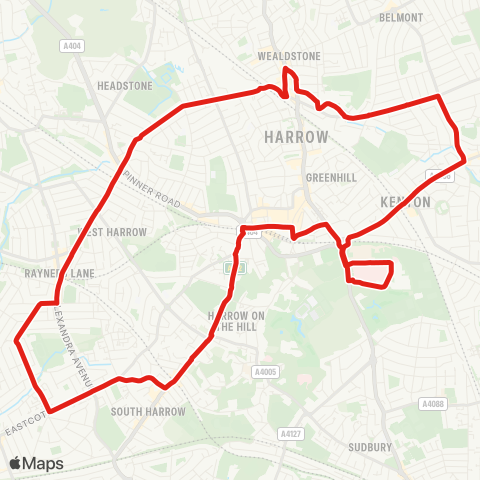 TfL Northwick Pk Hosp - Harrow - Rayners Ln - Wealdstone - Northwick Pk Hosp map