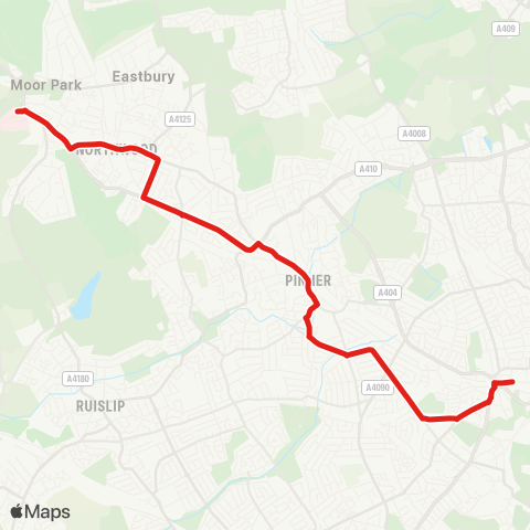 TfL Harrow - W Harrow - Pinner - Northwood Hills - Northwood - Mt Vernon Hosp map