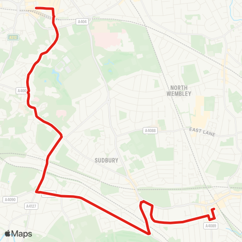 TfL Harrow - Sudbury Hill - Sudbury Town - Chaplin Rd - Wembley Central map