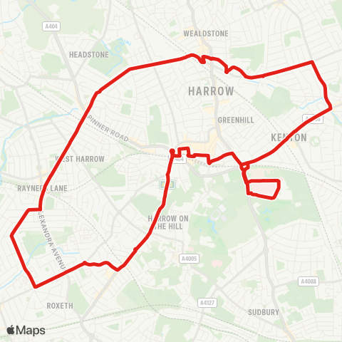 TfL Northwick Pk Hosp - Wealdstone - Rayners Ln - Harrow - Northwick Pk Hosp map