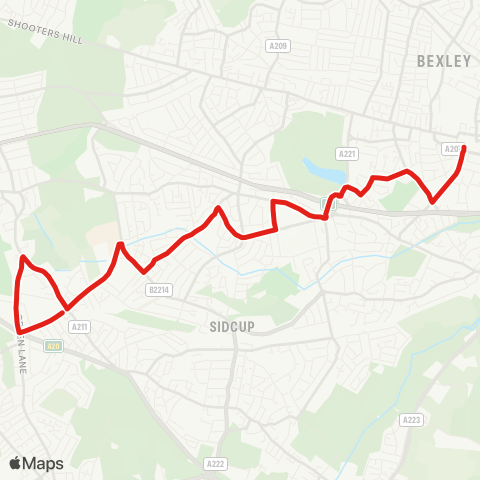 TfL Bexleyheath - Upton - Blendon - Days Ln - New Eltham map
