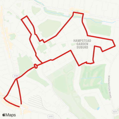TfL Hampstead Garden Suburb and Golders Green Circular map