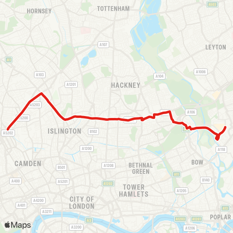 TfL Camden Road - Stratford map