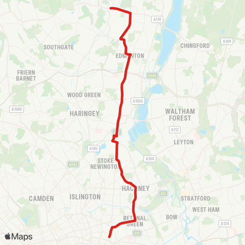 TfL Enfield Town - Liverpool Street map