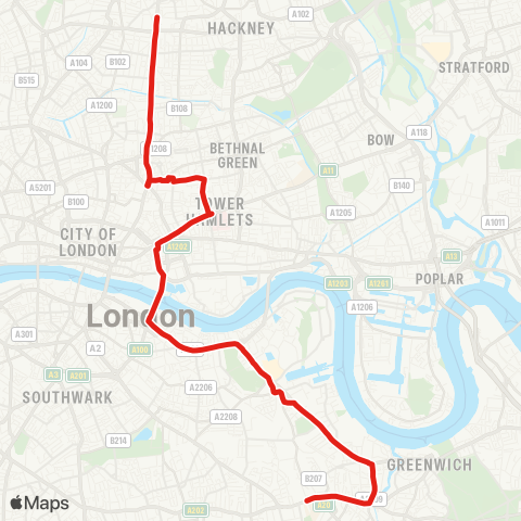 TfL Dalston Kingsland - Whitechapel - New Cross Gate map