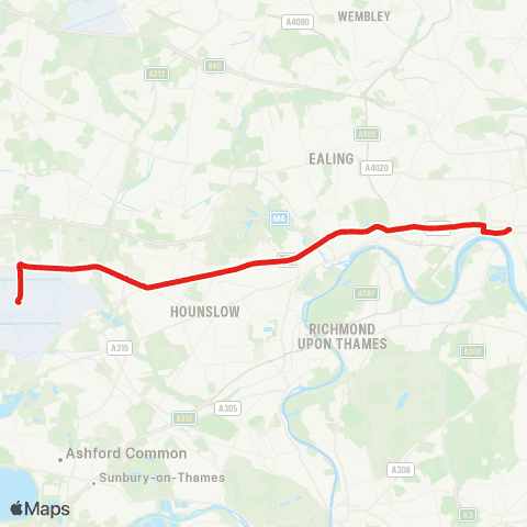 TfL Hammersmith - Heathrow Central map