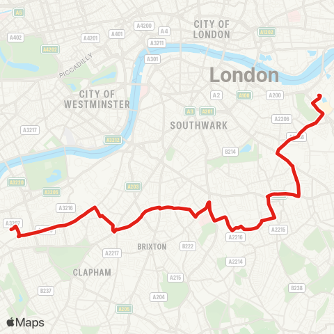 TfL Canada Water - Clapham Junction map