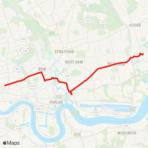 TfL Barking - Whitechapel map