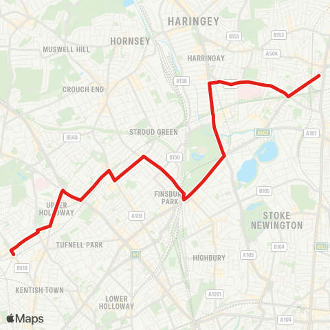 TfL Gospel Oak - Seven Sisters map