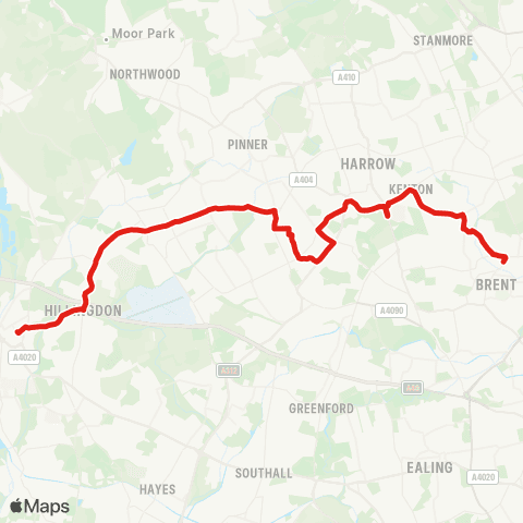 TfL Wembley Pk - Harrow-On-The-Hill (Until 12:00) map