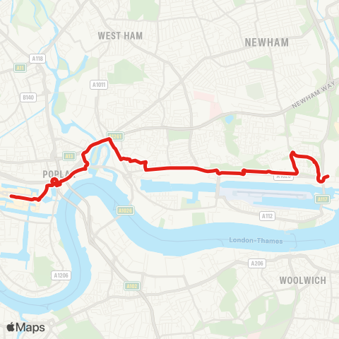 TfL Westferry - Canary Wharf - Canning Town map