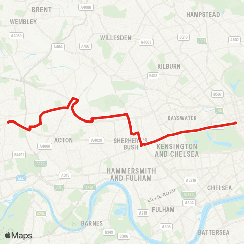 TfL Marble Arch / White City - Ealing Bway map