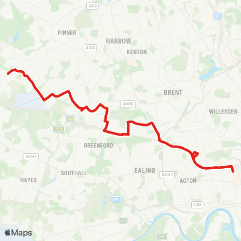 TfL White City - North Acton - Northolt map