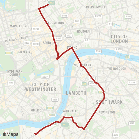 TfL Battersea Power Sta - Elephant & Castle map