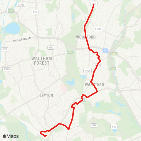 TfL Leyton, Superstores - Wanstead - S Woodford - Woodford Green - Woodford Wells map
