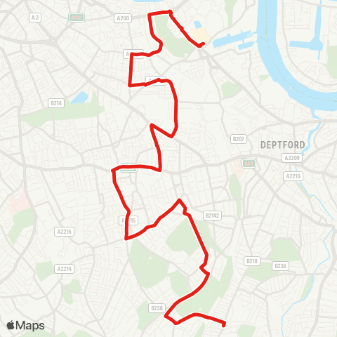 TfL Surrey Quays - Canada Water - Southwark Pk - Peckham - Honor Oak Pk map