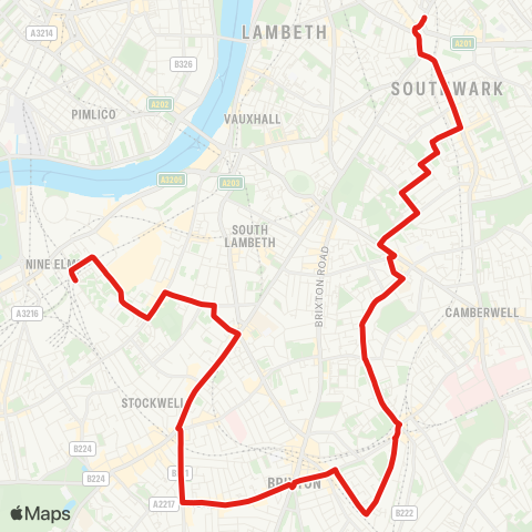 TfL Elephant & Castle - Loughborough Pk - Brixton - Clapham N - Nine Elms, Patmore Estate map