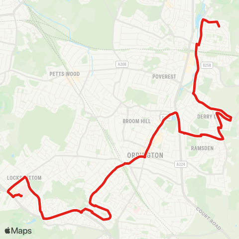 TfL St Paul's Cray - St Mary Cray - Derry Downs - Orpington Town Ctr and Sta - Princess Royal Univ Hosp map
